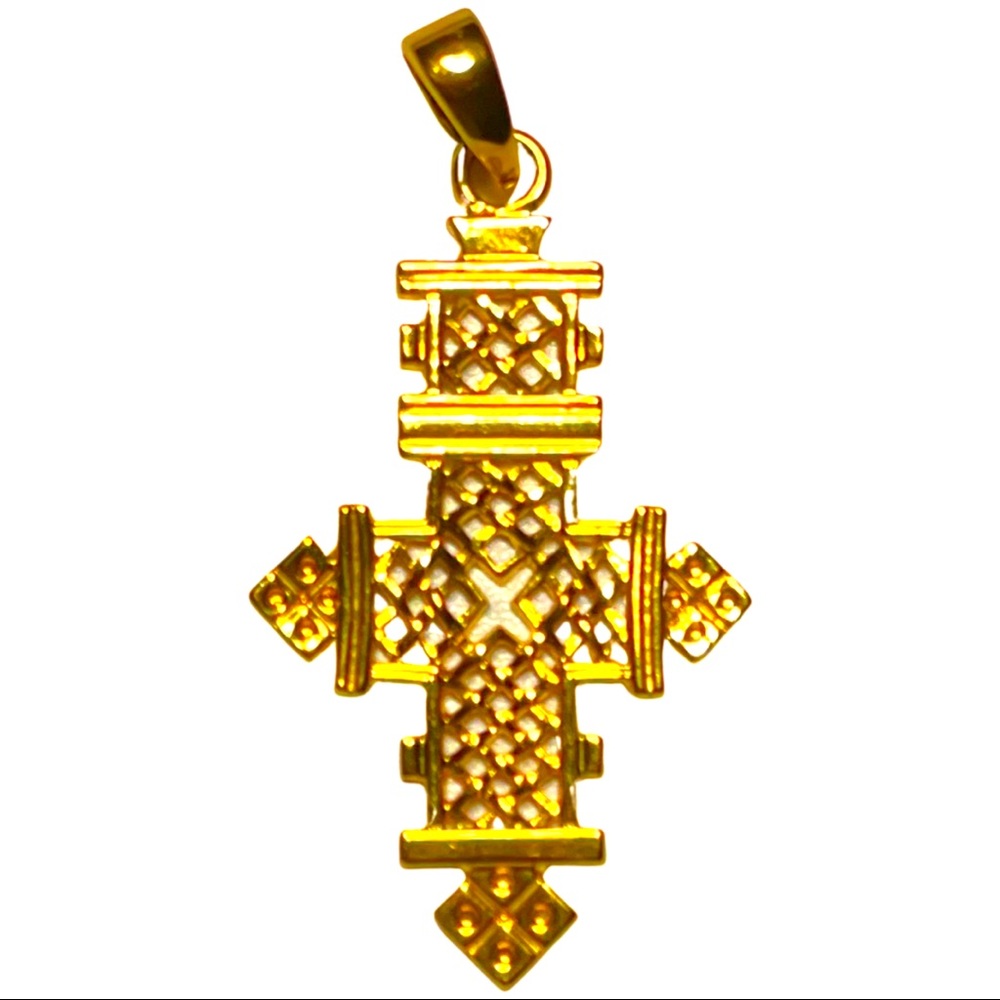 Ethiopian Cross Pendant  , 14K Gold plated